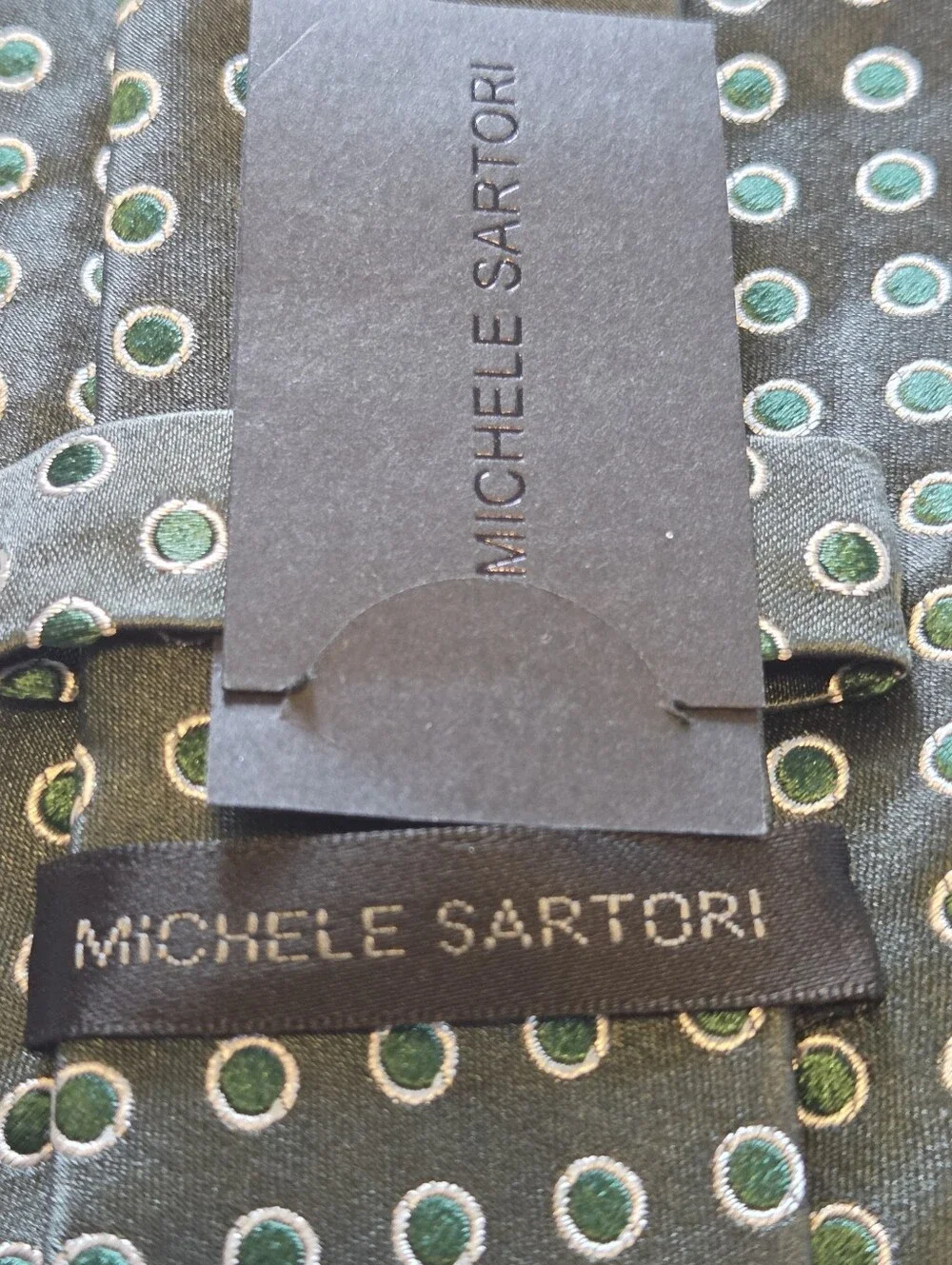 Michele Sartori Green Polka Dot Silk Tie #196